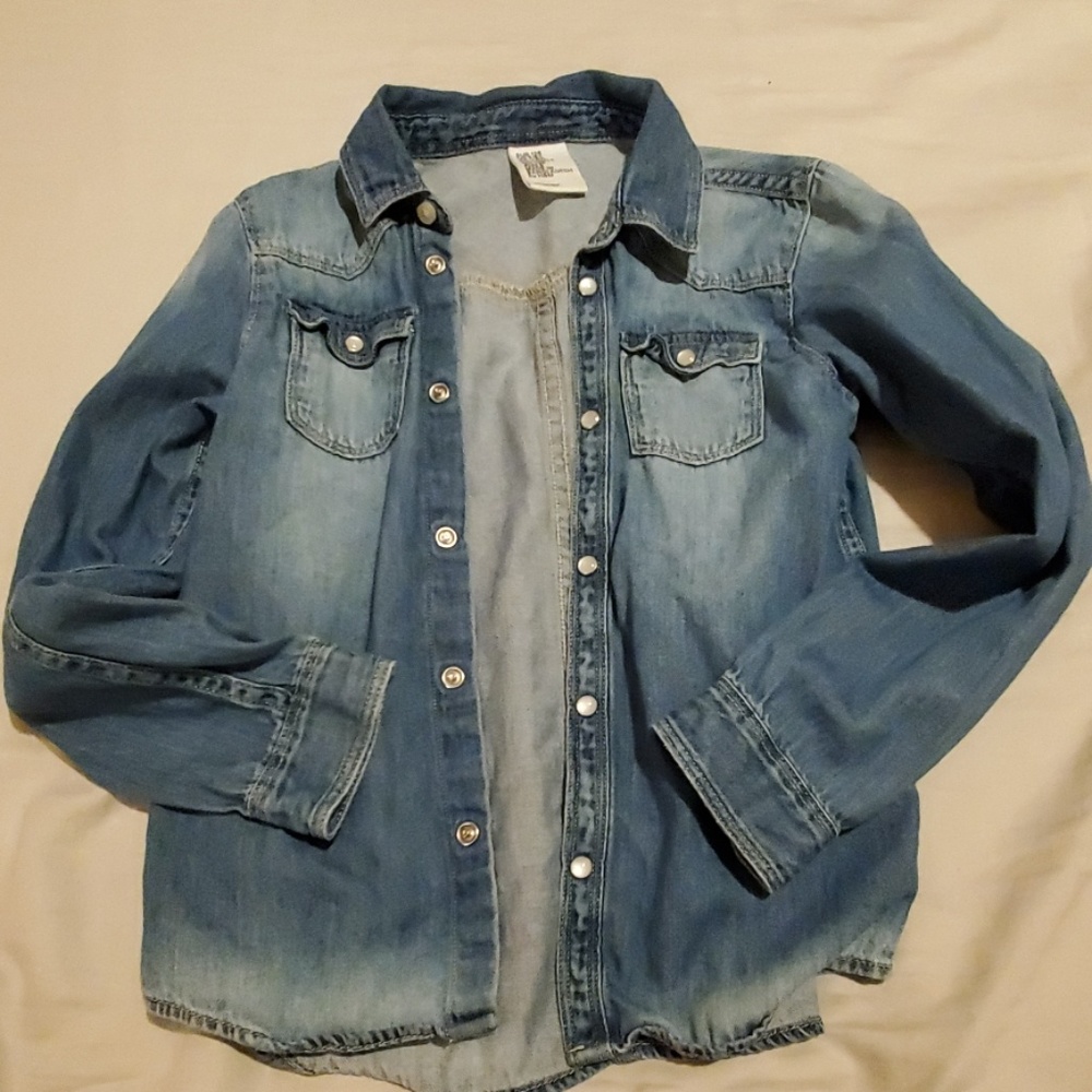Girls H&M Denim Snap Button Shirt